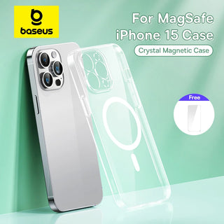 Baseus Magnetic Case for iPhone 15 Pro Hard PC Clear Case for iPhone 15 Pro Max 15 Plus Wireless Charging Magnet Protective Case