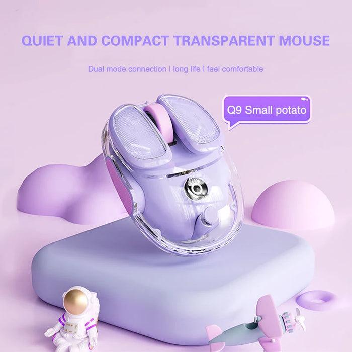 Portable Wireless Bluetooth Dual Mode Mute Mouse Girl Cute Mixed Light Study Office Mouse Esports Gaming Charging Mouse