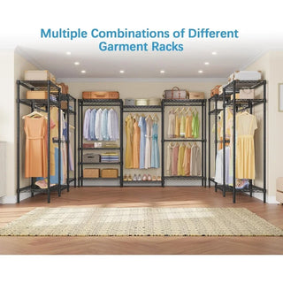 Multi-Functional Clothes Rack Heavy Duty Metal Clothing Rack for Hanging Clothes Wardrobe Wardrobe Bedroom Furniture Black Home