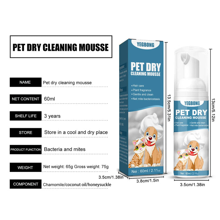 Cat Dry Shampoo No Rinse Dogs Cats Cleaning Mousse Pet Grooming Supplies For Safe Bathless Cleaning And Odor Eliminator