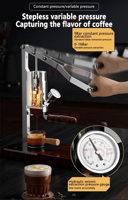 ITOP IT-HPEM-P Hand Press Coffee Maker With PID Temperature Control 9 Bar Constant/Variable Pressure Lever Espresso Coffee NEW