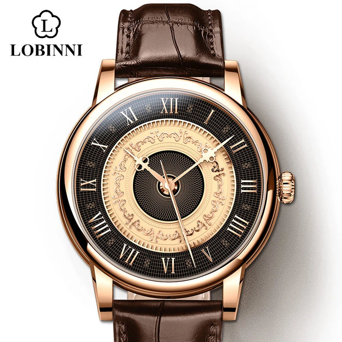 2022 LOBINNI Men's Watch Retro Business Automatic Mechanical Watch Miyota 821A Movement 50 Water Resistant Sapphire Wrist Watch