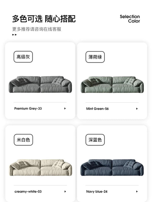 High-grade down-filled elephant ear sofa Italian modern latex sofa minimalism modern living room size four straight-row sofas