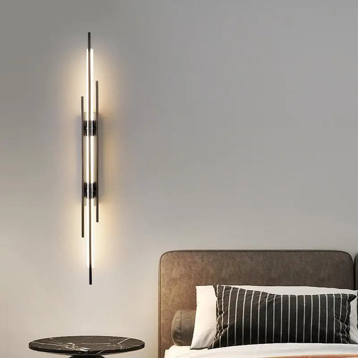 Luxury LED Coppe Wall Light Living Room Bedroom Bedside Luster Black Gold 100CM 110V 220V LED Indoor Long Lamp Aisle decoration