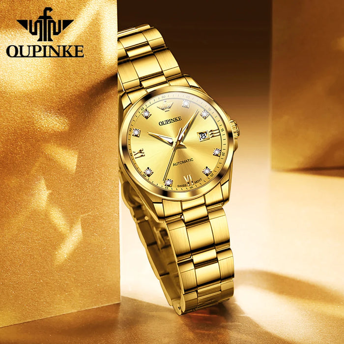 OUPINKE 3199 Real Diamond Mechanical Watch for Women Luxury Brand Imported Swiss Movement Original Automatic  Women's Watches