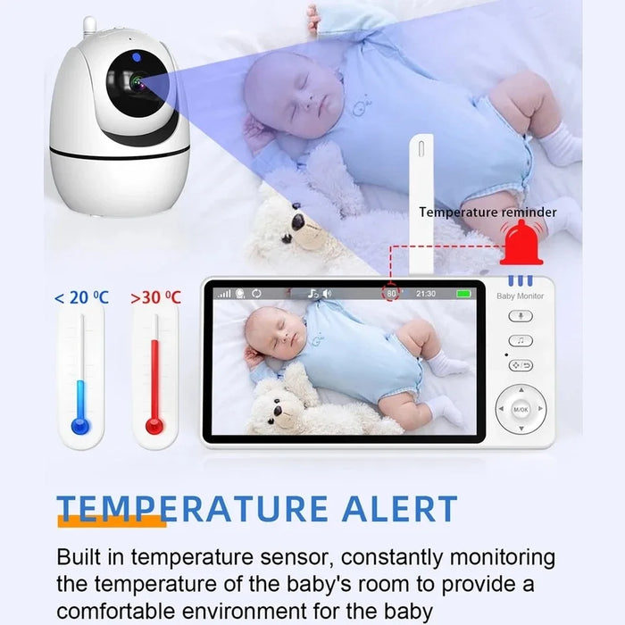 5.0 Inch Baby Monitor with Camera VOX Wireless Video Nanny 1080 HD Security Night Vision Temperature Remote Move 2 Way Audio