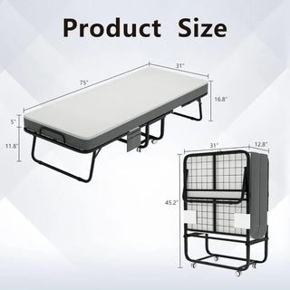 75" X 31" Portable Foldable Guest Bed for Adults Folding Bed With Mattress Beds and Furniture Storage Bag Included Bedroom