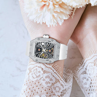 Haofa Automatic Watches for Ladies Gypsophila Case Double-sided Hollow Women's Watch Sapphire Luminous Waterproof Fashion 1909L