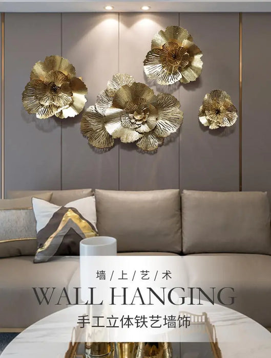 New Chinese Style Living Room Sofa Light Luxury Wall Decoration Metal Background Wall Creative Pendant