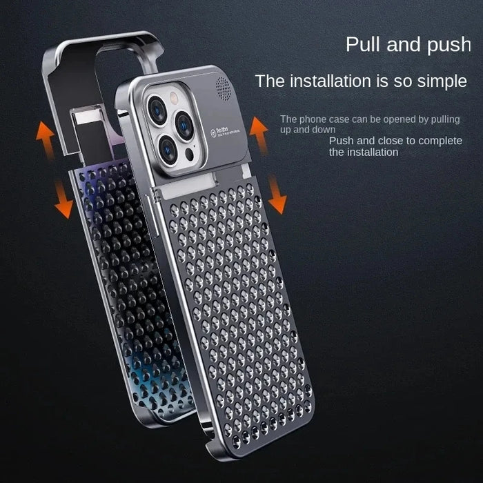 Metal Heat Dissipation Phone Case For iPhone 13 12 14 15 Pro Max Plus Cooling Fragrance Rimless Hollow Aluminum Shockproof Cover