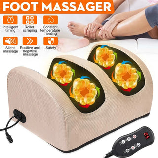 Remote Control Electric Foot Massager Machine Heating Therapy Shiatsu Kneading Roller Vibrator Hot Compression Deep Muscles Gift