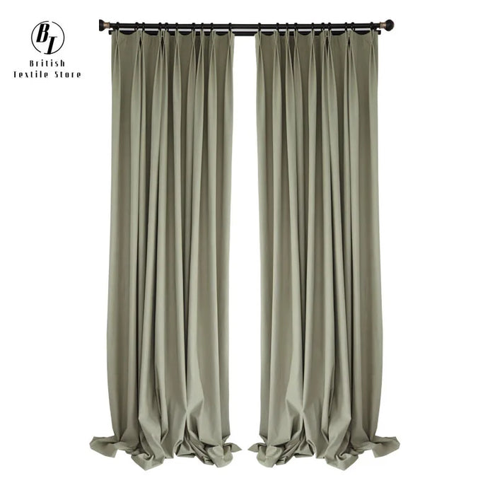 Modern Customized Matcha Green Cardamom Nordic Simple Custom Shading Japanese Velvet Curtains for Living Room Bedroom Dining