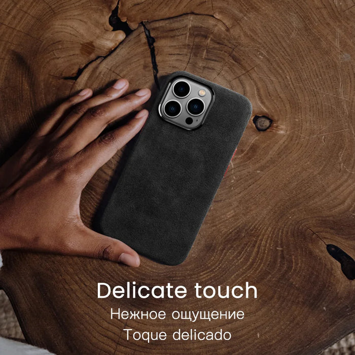 YMW ALCANTARA Magnetic Case for iPhone 15 Pro Max 14 13 mini Luxury Supercar Interior Same Suede Leather Magnet Phone Cover