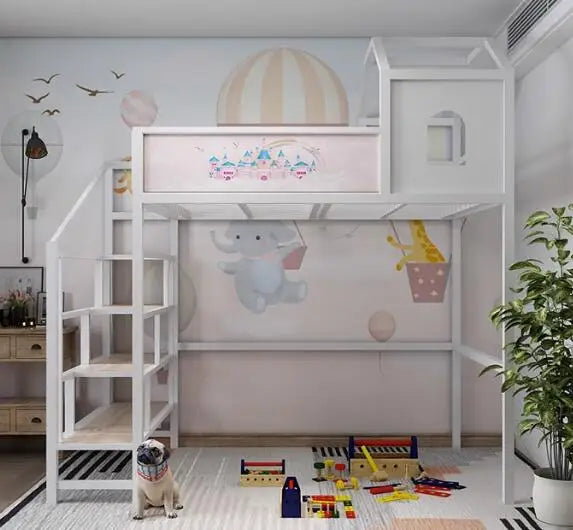 Loft bed for children Simple modern wrought iron bed on top