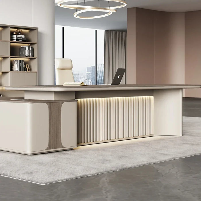 Italian style office desk is simple, modern, light and luxurious. Office furniture, office desk and chair combination