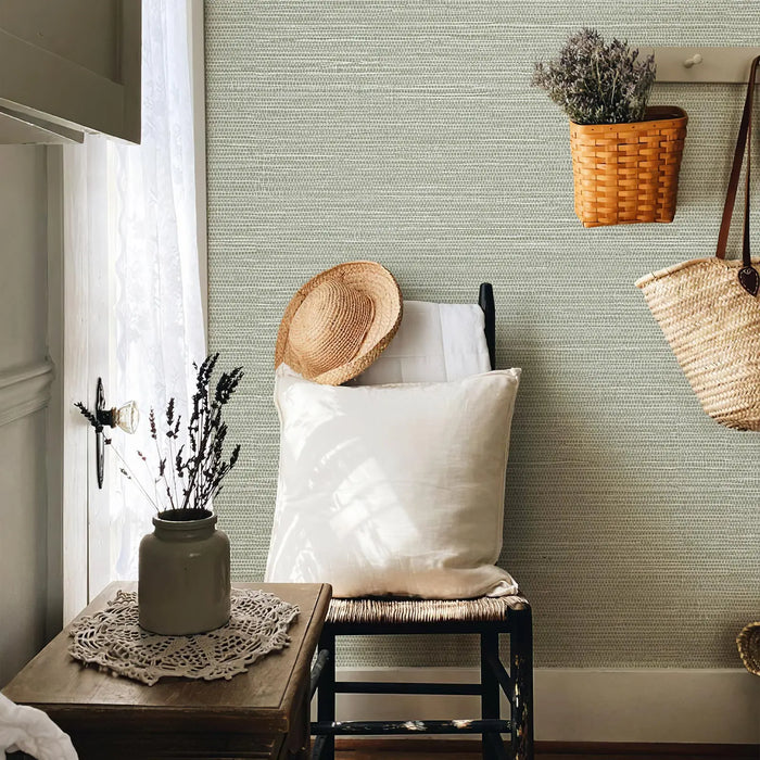 Grasscloth Wallpaper Peel and Stick Green Home Decor Grassweave Self-adhesive Furniture Cabinet Sticker Textured Contact Paper