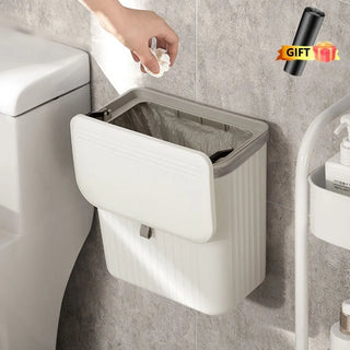 8/12L Bathroom Trash Can with Lid Wall Mounted Dustbin Hanging Trash Bin Waterproof Wastbasket Garbage Can for Toilet Bathroom