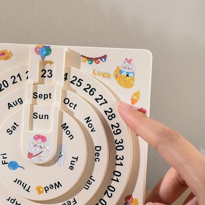 Rotating Table Perpetual Calendar Office Household Desktop Decoration High Appearance Creative Rotating Date Perpetual Calendar