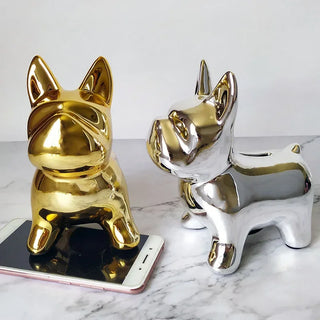 Gold-Plated French Bulldog Ornament, Nordic Ceramic Crafts, Piggy Bank, Creative Home Decoration, Living Room Decoration