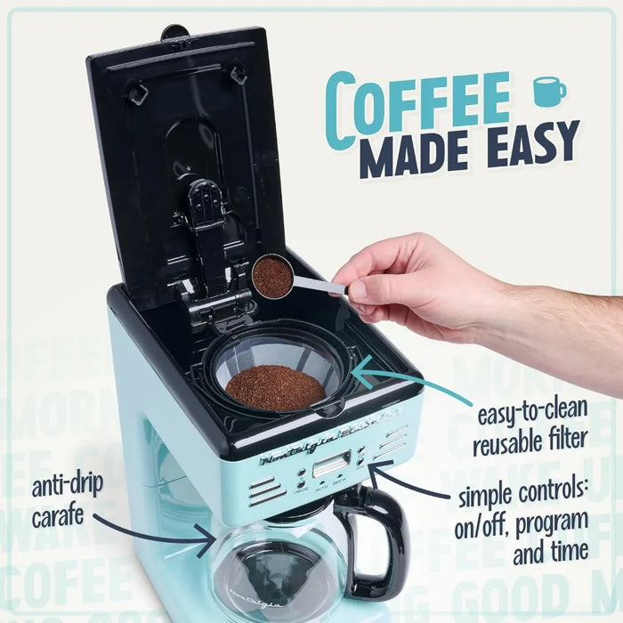 12-Cup Programmable Coffee Maker With LED Display, Automatic Shut-Off & Keep Warm, Pause-And-Serve Function, Aqua