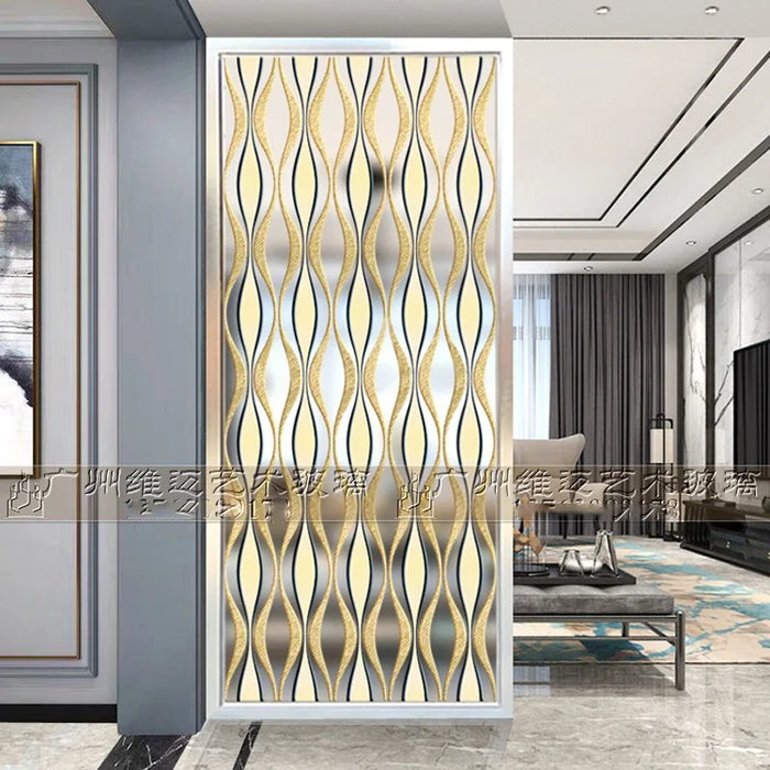 European art glass living room screen doorway shoe cabinet bathroom partition modern simple light extravagant wave pattern