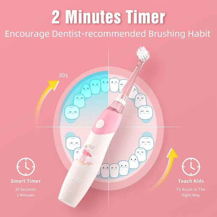 Seago SG-976 Kids Children Portable LED Cartoon Design Battery Operated Smart Timer Waterproof Sonic Electric Toothbrush