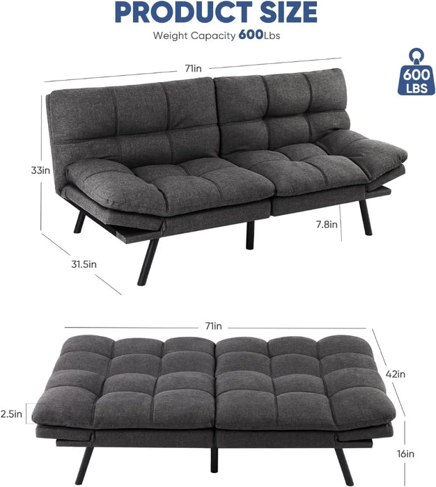 Sleeper Futon Sofa Couch Bed, Memory Foam Couch, Convertible Living Room Couch, Apartment, Studio, Office, Meeting Room,