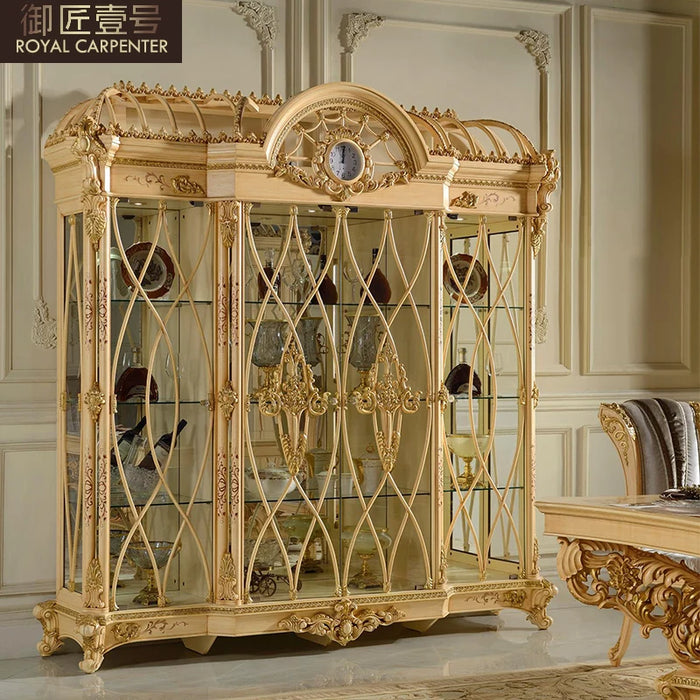 Living room furniture European-style four-door glass wine cabinet large villa restaurant furniture custom locker red wine cabine