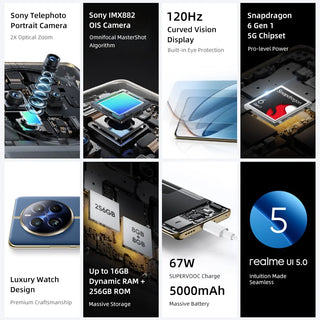 [World Premiere]  realme 12 Pro 5G Snapdragon 6 Gen 1 6.7"120Hz Curved Vision Display Octa Core 5G 67W SUPERVOOC NFC Smartphone