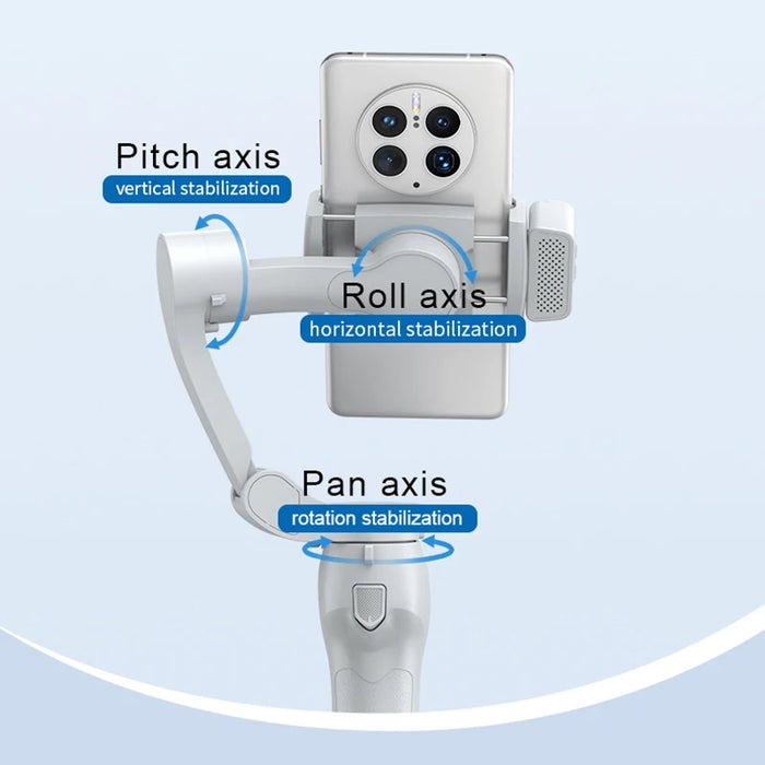 Face Tracking Phone Holder 3 Axis Gimbal Stabilizer With Led Light and Microphone Kit for Photography