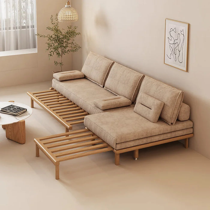 Solid wood sofa bed, foldable dual-purpose household study, retractable sitting and sleeping dual-purpose leisure sofa