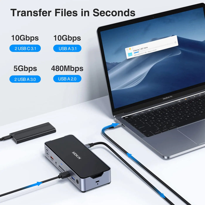 8K USB C Laptop Docking Station,Docking Station 3 Monitors with 2*DP&1*HDMI Ports,15 in 1 Hub Dock for Dual/Triple Monitors,100W