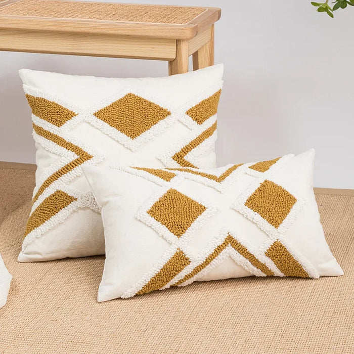 Boho Loop Tufte Cushion Cover Cotton Canvas Geometric Embroidery Decorative Pillow Cover for Sofa 45x45/30x50cm Throw Pillowcase