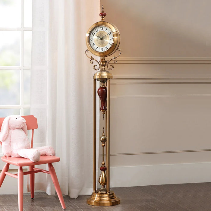 European-Style Mute the Grandfather Clock Luxury Vertical Clock American Creative Desk Clock Villa Metal Quartz Clock