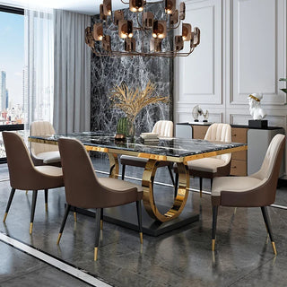 Light luxury marble table and chair combination, post-modern simple family, small family, Hong Kong Style rectangular table