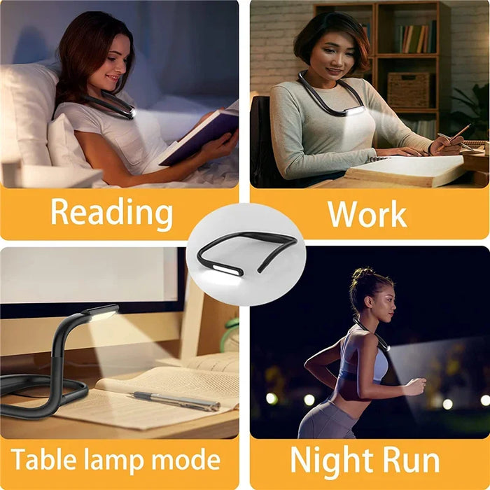 LED Neck Reading Lamp USB Rechargeable  Eye Protection Flexible HandsFree Learning Book Light Student Table Lamp Night Lights