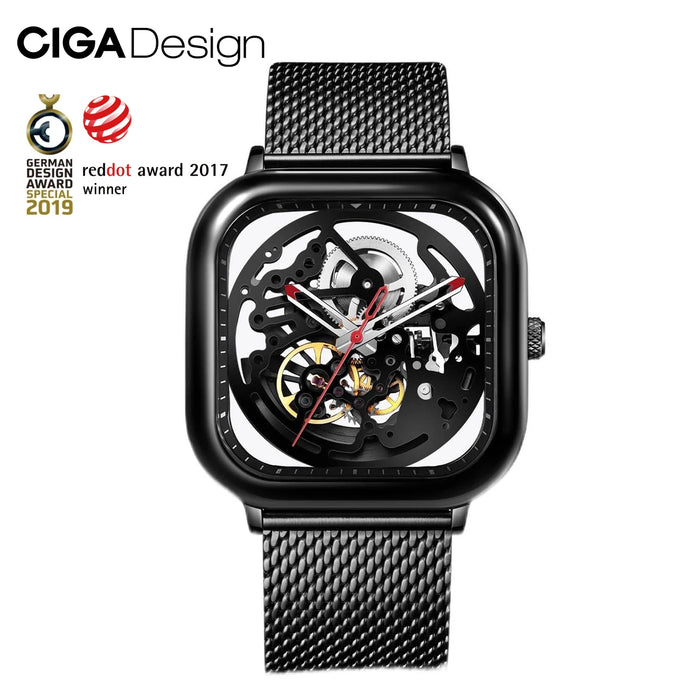 CIGA Design Automatic Watches for Men Women Anti-seismic Full Hollow Skeleton Mechanical Watches 316L Stainless Steel Wristwatch