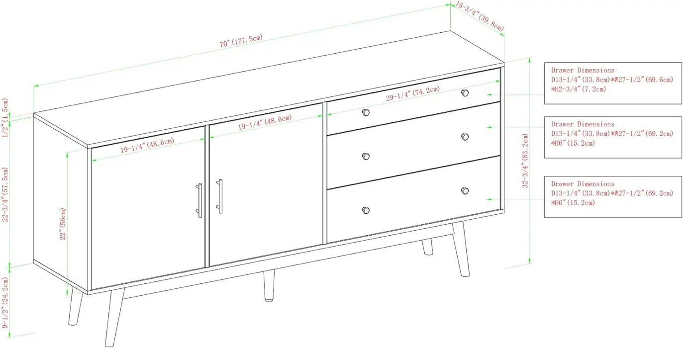 Walker Edison Mid-Century Modern Wood Kitchen Buffet Sideboard Entryway Serving Storage Cabinet Doors-Dining Room Console