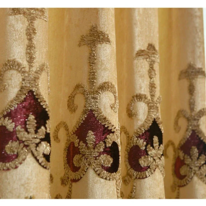 Luxury Living Room Bedroom Curtain Hot Selling Chenille Double Layer Embroidered Curtain European Style High-end Curtain