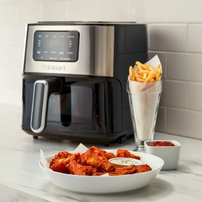 6-Qt Basket Air Fryer Oven that Roasts, Bakes, Broils & Air Frys - Digital Display with 5 Presets, Non-Stick & Dishwasher Safe