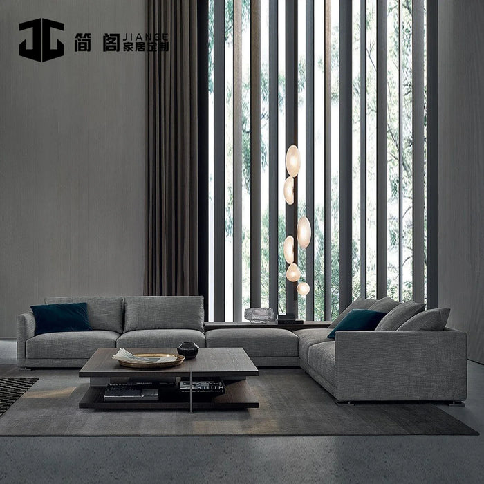 Italian minimalist corner high-end fabric sofa lightweight luxury modern model room villa designer furniture customization