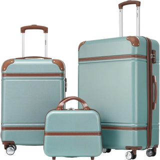 Luggage Suitcase Set with Cosmetic Case Expandable Spinner Wheels, Carry on Vintage Luggage