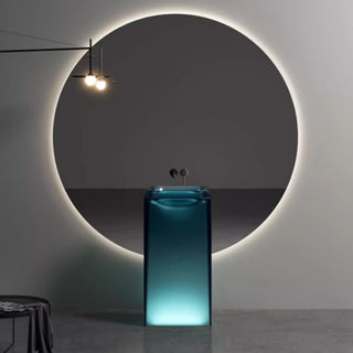Floor standing bathroom hand wash basin, color transparent resin art basin, column basin