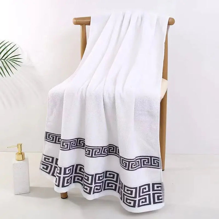 70x140cm Big Bath Towels Geometric Embroidered Bathroom Cotton Towels Blue White Brown Luxury Personalized Gift Towels 수건 세트