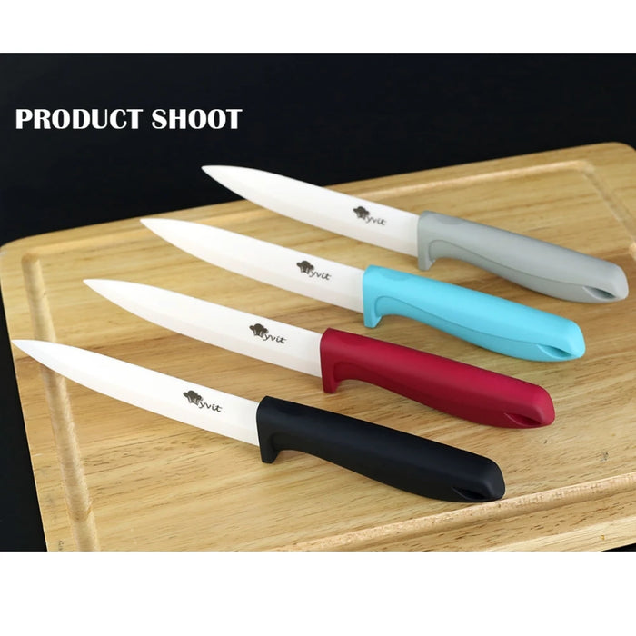 Ceramic Knife Set 3 4 5 6 inch with Holder Kitchen Knife Set Fruit Vegetable Utility Slicing Zirconium White Blade Chef Knives