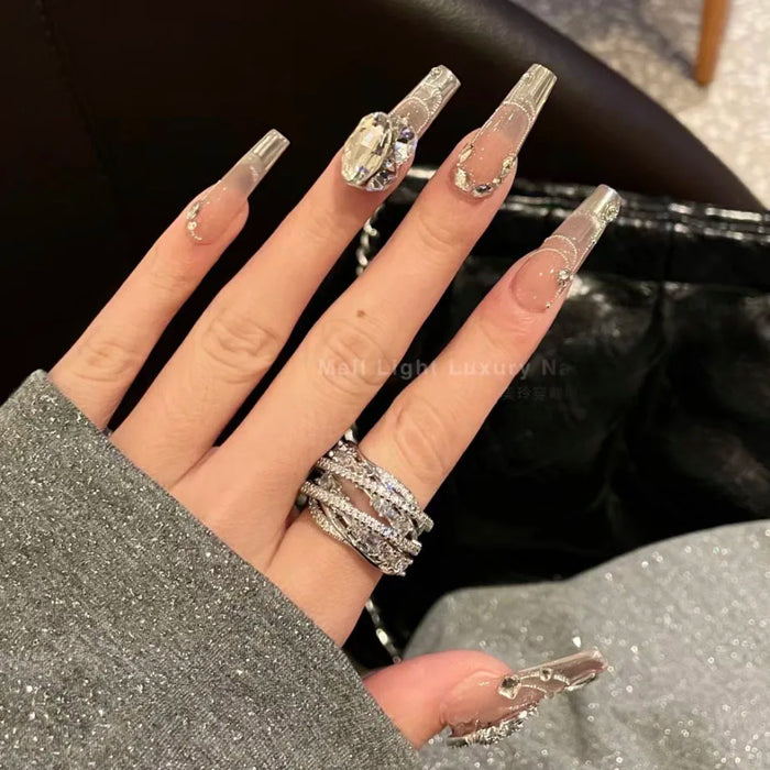 Splashing Wealth and Luxury Nail Art, Oversized Diamond, Explosive Flash, Wearing Nail Art, Detachable Nails, Wearing Armor