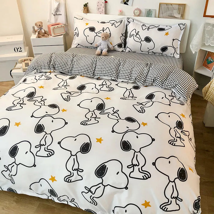 Korean Style Bedding Set Boys Girls Twin Queen Size Duvet Cover Flat Sheet Pillowcase Bed Linen Kids Adult Fashion Home Textile