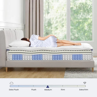 12" Hybrid Mattress, Boxed, with Gel Memory Foam, Individual Pocket Springs for Support and Pressure Relief