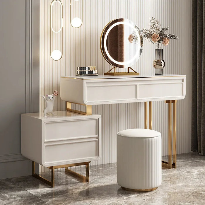 Minimalist slate dressing table senior designer bedroom light luxury modern dressing table telescopic storage cabinet