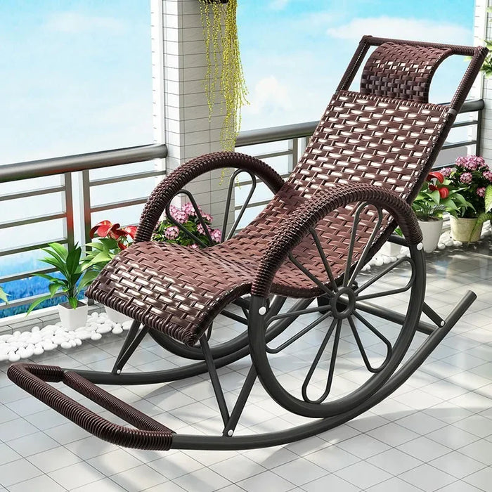 Recliner balcony sleeps rattan chair outdoor waterproof sunscreen rocking indoor back household